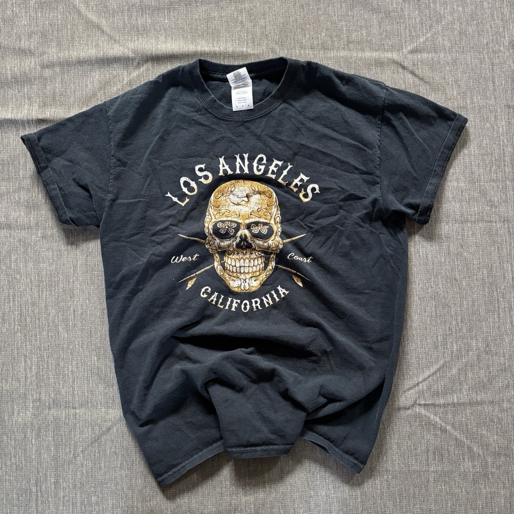 Gildan black Los Angeles California skull tee Size M